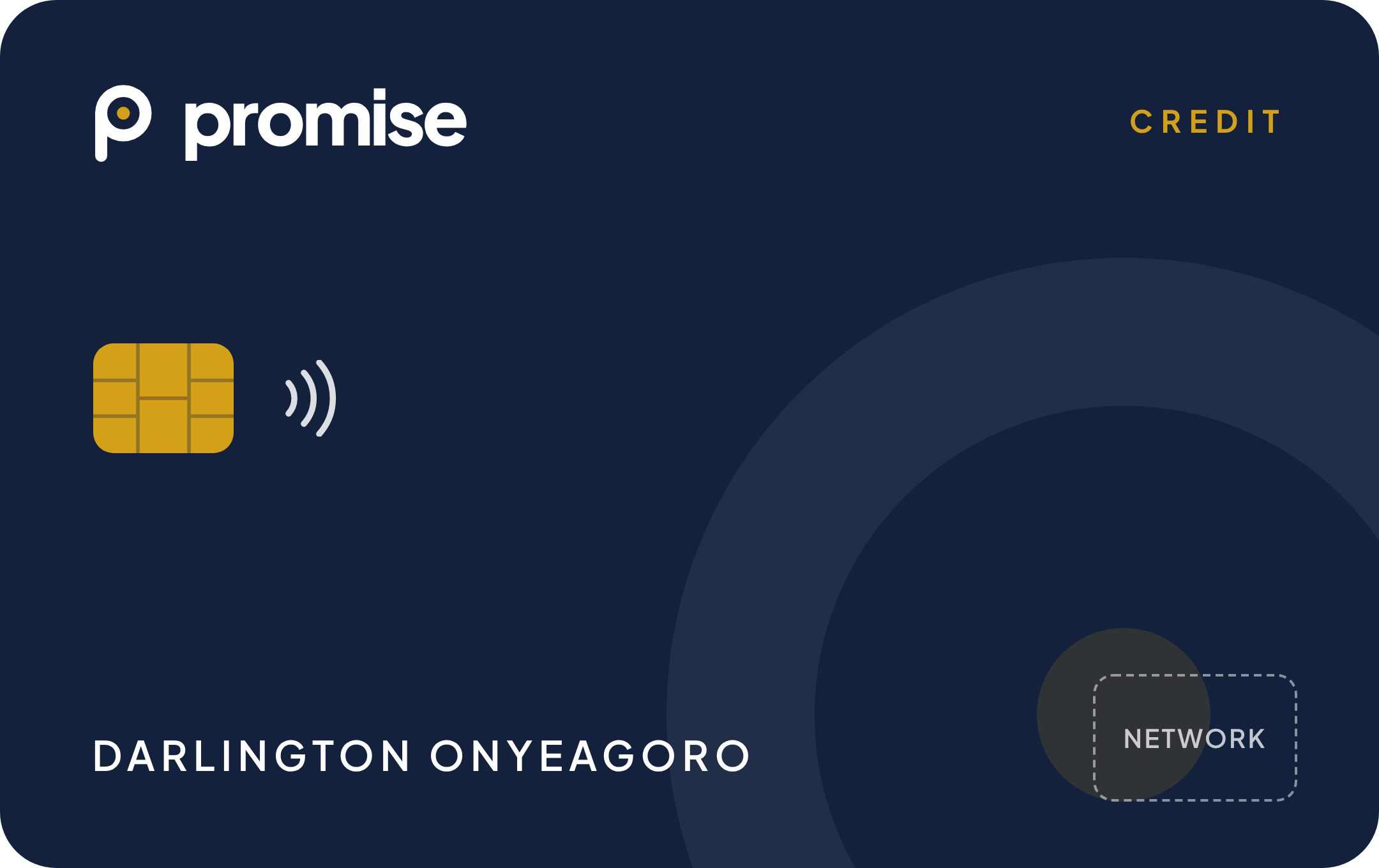 Promise Navy credit card — supplied concept design
